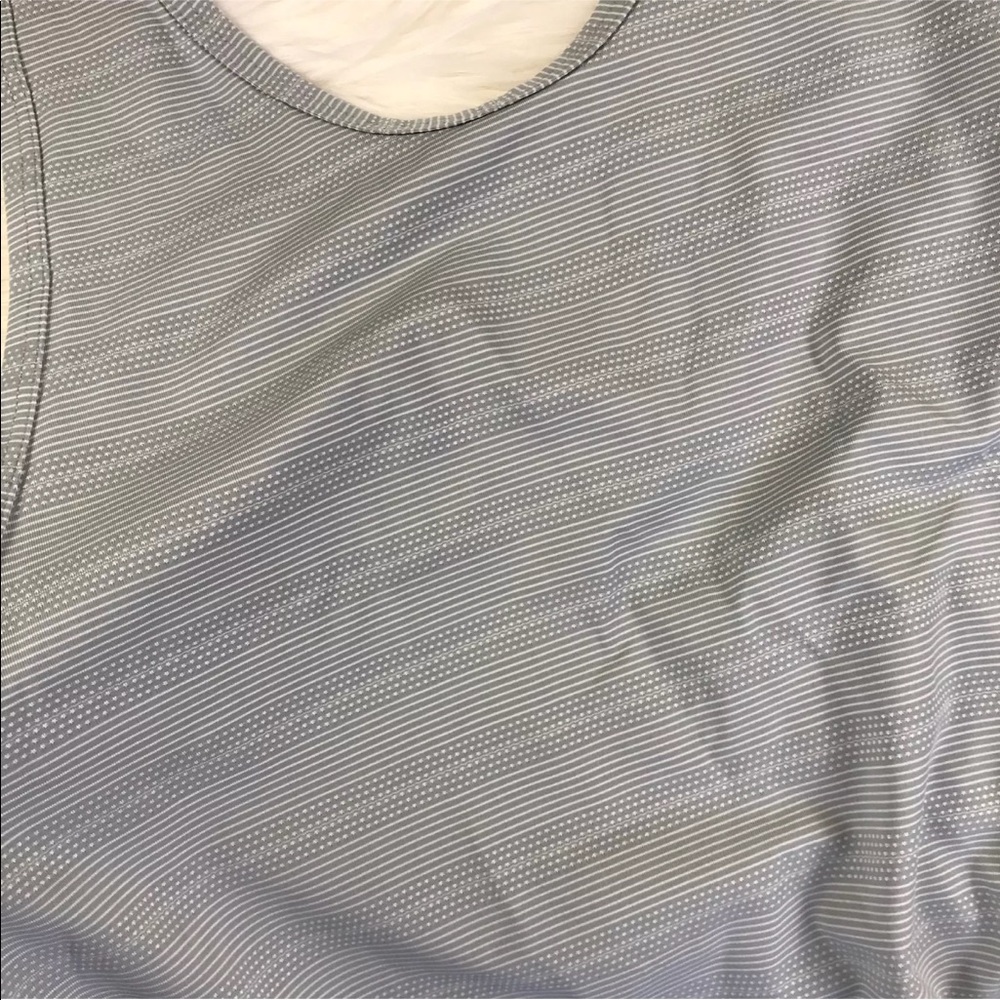 Athleta Side Tie Tank Top Grey White Print V Back - Picture 7 of 8